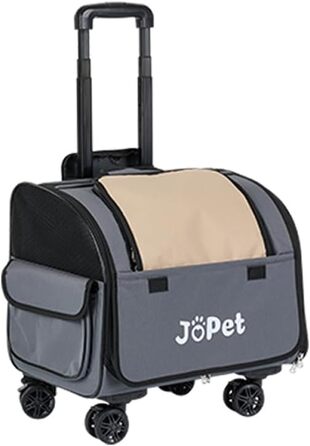 Транспортувальна сумка для тварин на колесах, рюкзак для собак та котів, маленька переноска для тварин, сумка для подорожей, візок для тварин, м'яка переноска з колесами, оливковий (сірий) колір