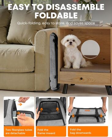 FOXFOCUS Сумка-переноска для собак з м'якими боковинами – 50,8 x 33 x 33 см, безпечний автокрісло, до 6,8 кг, верхній та бічний вхід, велика переноска для тварин з міцним сіткою (сірий)