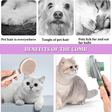 Щітка для котів та собак, аксесуари для грумінгу, видалення шерсті, самоочисна, для довгої та короткої шерсті
