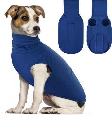 Пуловер для собак великих порід, теплий флісовий пуловер для собак, зимовий пуловер з високим коміром, пуловер для домашніх тварин CITETOILE (S, Blue)