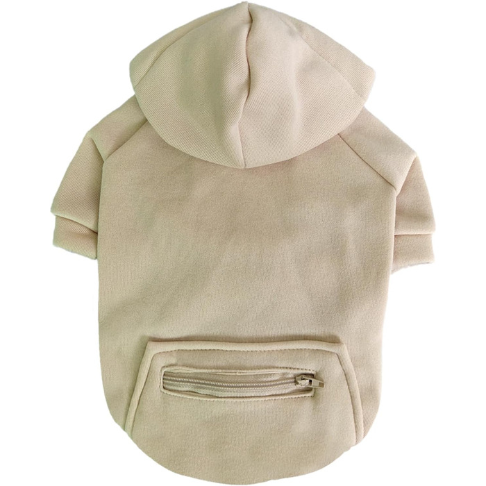 Теплий зимовий халат для собак з кишенею Jecikelon, худі для цуценят, одяг для маленьких собак, чихуахуа (Medium, Бежевий)