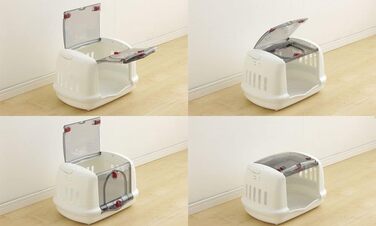 Транспортний бокс для кота Iris Ohyama 36.5L, білий, 48x32x30 см, BPA-free, міцний, легкий, для автомобіля, автобуса, тварин