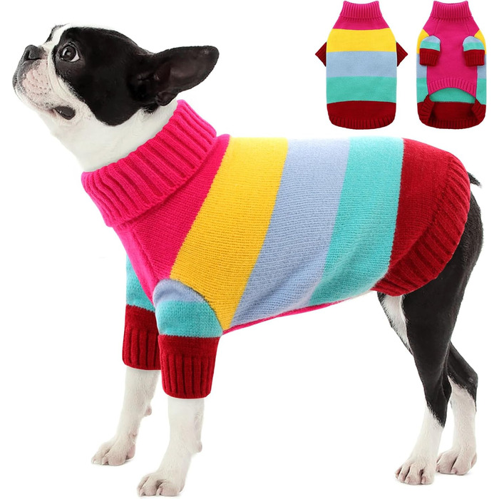 Теплий зимовий пуловер для собак AOFITEE, пуловер з коміром-горловиною для маленьких собак, дрібних порід, теплий зимовий пуловер для джек-рассел, котів (колір: коричневий, розмір: M, рожевий)