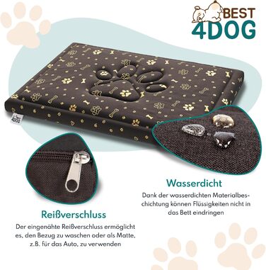 Килимок для собак FDM Puddy, 70x60 см, водонепроникний, з ефектом пам'яті, для маленьких собак, коричневий/золотий