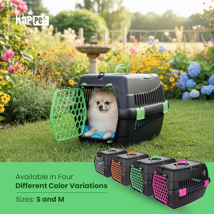 Транспортна переноска для котів та собак HAPPET Tiertransportbox Teddy M, темно-сіра, 56x37x37 см – міцна, добре провітрювана, портативна переноска для подорожей