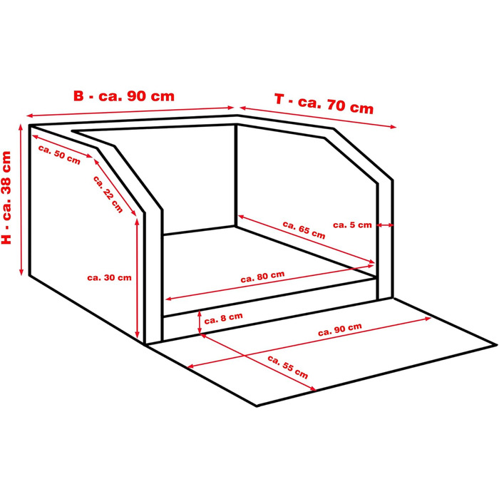 Ліжко для собак у багажник CopcoPet - 90x70x38 см, штучна шкіра, захист багажника, водовідштовхувальне, стійке до подряпин, система кріплення, захисний коврик, червоно-чорний колір