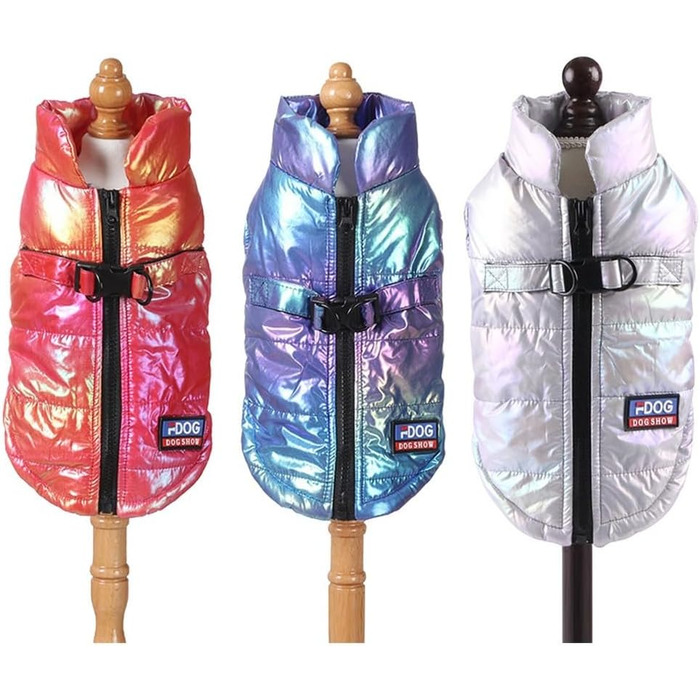 Водонепроникна зимова куртка для собак з шлейкою, тепла, з підкладкою, для домашніх тварин, розмір XXXL, колір Лазерне срібло