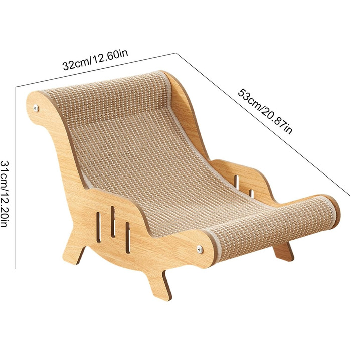 Крісло-лежанка для котів з сизалю, зручне крісло-подряпування, гамак для котів, кошик для пляжу, ліжко для котів, цуценят та дрібних тварин, 53x31x32 см