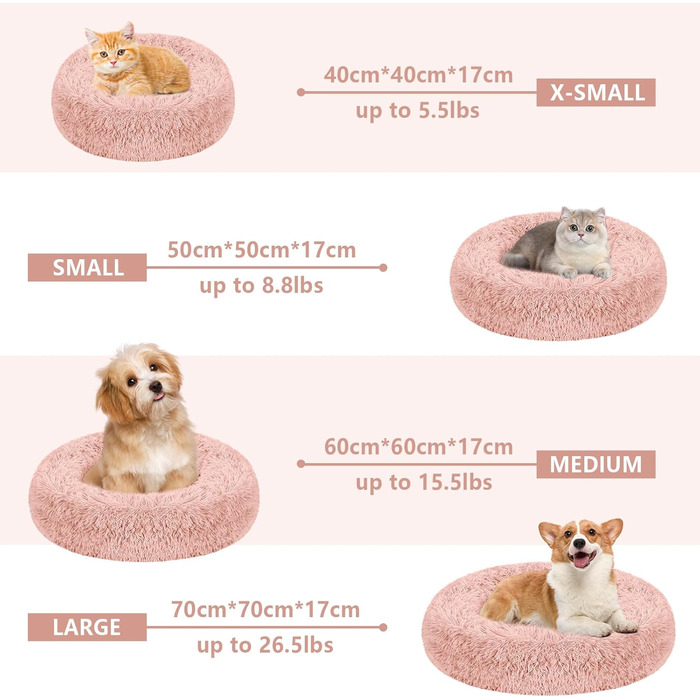 Заспокійливе ліжко-пончик для собак та котів, середнє, миється, з ковдрою, 61 см, ковдра 71x23 см, блакитне (40x40x17 см)