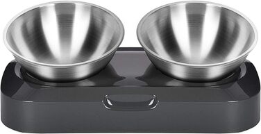 Миска для котів з нахилом 15° з нержавіючої сталі, харчової якості, миється в посудомийній машині, з силіконовою основою, для котів та цуценят, 1 шт.