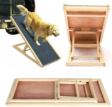 Сходинки для собак, складані, 100 см, регульована висота, дерев'яна рампа для собак, для дивана, авто, ліжка, з антиковзким покриттям