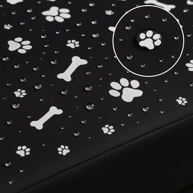 Ортопедичне собаче ліжко Odolplusz для великих собак | М'яке собаче ліжко для середніх та великих собак | Собача матрацна подушка знімний чохол | (100x70x7см, Чорний, Мотив кісток)