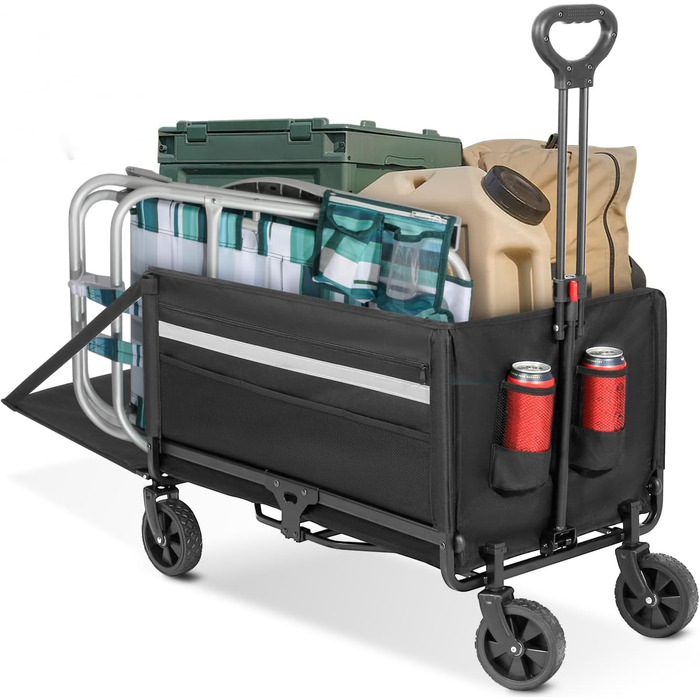 Складаний вагончик Bollerwagen 120L з дашком, 120кг, для пляжу, кемпінгу, собак, покупок та транспортування