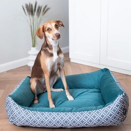4L Textil OTTO: Лежанка для собак, корзина для собак, м'яке ліжко для собак, лежанка-софа, колір - блакитний (100x80 см)