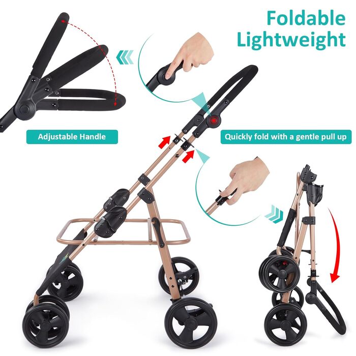 Візок для собак Ownpets - 3в1, для собак середніх порід (до 30 кг), блакитний, з автотранспортною коробкою, поворотні колеса та амортизація