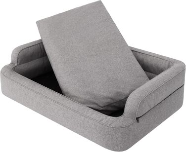 Ліжко для собак, кошик для тварин, ліжко для котів, знімний чохол, ліжко-лежанка, м'яке ліжко для собак, лежанка для тварин, сірий колір, XL: 96x62 см