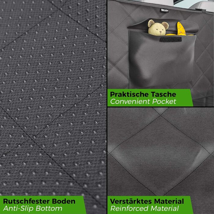 Захист для багажника автомобіля BELISY для собак: водовідштовхувальний килимок з захистом бокових стінок та краю вантажного відсіку, антиковзаюча поверхня, 185 x 101 x 35 см. Преміум якість, універсальний розмір.