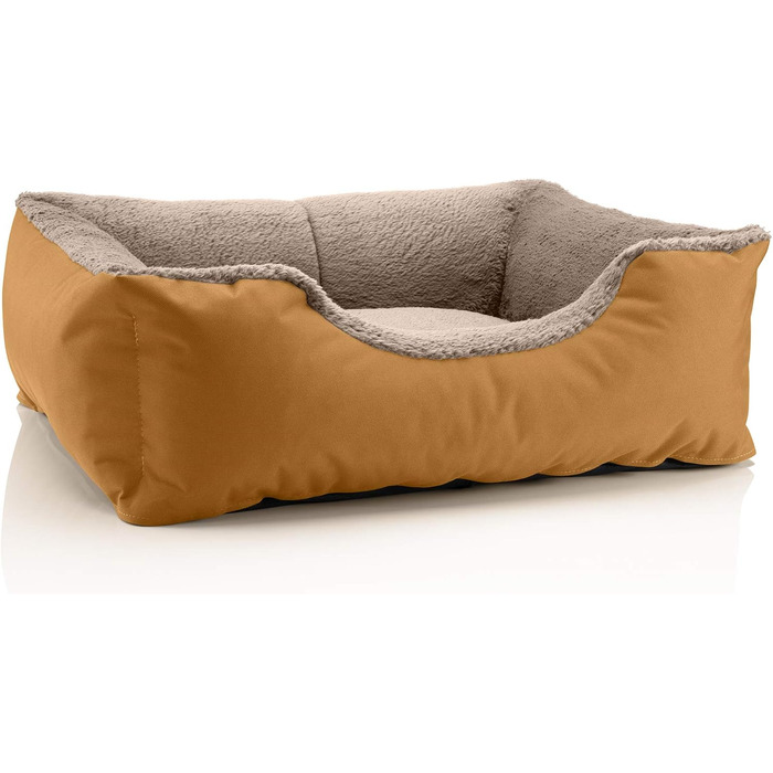 Ліжко для собак BedDog Teddy, м'яке, знімний, пральний чохол, кошик, лежанка, для маленьких собак, S, золотисто-бежевий GOLDEN-SAND, 50 x 35 x 17 см