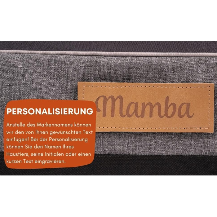 Персоналізоване собаче ліжко XL - для великих, середніх собак - подушка, корзинка для собак - килимок для собак з гравіюванням імені (Сірий, L 100 x B 65 x H 17 см)