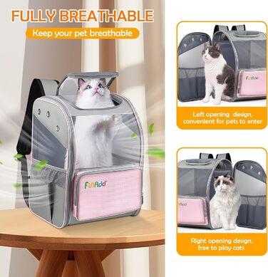 Рюкзак для тварин ALLSOPETS, складаний рюкзак-переноска для котів та маленьких собак, рожевий. Ідеально для подорожей, походів та кемпінгу. Знімний килимок.