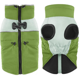 Водонепроникний зимовий одяг для собак Dolahovy: тепла флісова куртка для малих, середніх та великих собак, вєсті з шлейкою (зелений, 2XL)