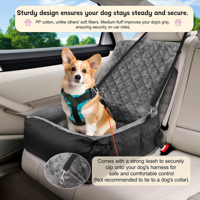 Автокрісло для собак SIVEIS – зручне ліжко з кишенею, чорне