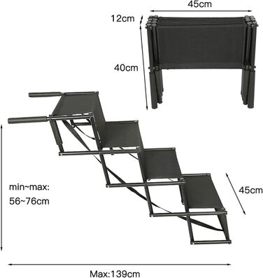 Рампа для собак Homewell - складана, до 70 кг, регульована, для малих, середніх та великих собак, легка у зберіганні (чорна)