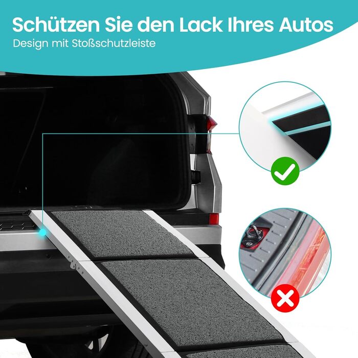 Рампа для собак DAISTERN від BSWAY, 170 x 44 см, складана, з м'яким килимом, алюмінієвий каркас з порошковим покриттям, для собак середніх та великих порід