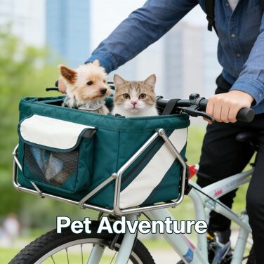 Фahrradkorb Für Kleine Hunde, Abnehmbarer Haustier Fahrradkorb Aus Stoff, 38x28x25cm - Leicht, Wasserfest, Schnelle Montage Für Fahrradlenker