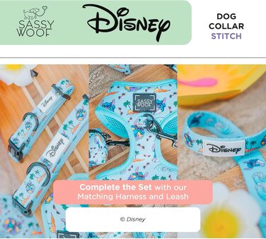 Офіційний нашийник Sassy Woof Disney Stitch для маленьких собак, регульований, міцний, зручний, стильний