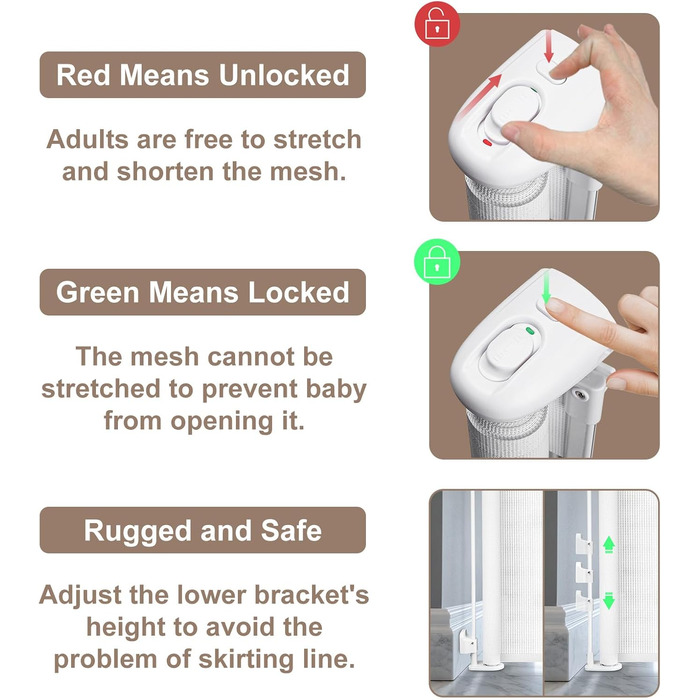 Захисний бар'єр для дитячих воріт, розтяжний 0-180 см, для дітей, котів та собак. Підходить для сходів, дверей, внутрішнього та зовнішнього використання (білий, 86x140 см)