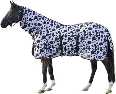 Літня попона з шийником HKM Cow, чорна/біла, захист від мух