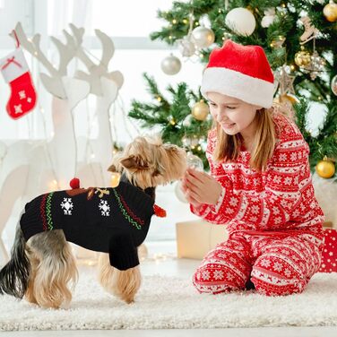 Пуловер для собак у стилі вінтаж, чорний олень, для дрібних, середніх та великих собак (XX-Large)