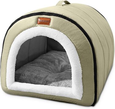 ALLSOPETS Самообігріваюче ліжко-іглу для котів і собак, 2-в-1, з ручками, нековзка основа, зелений, розмір L