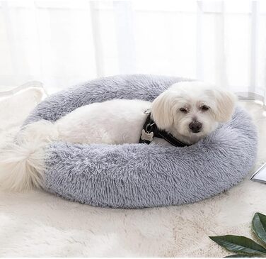 М'яке ліжко для собак, котів. Переносне, миється. Біле, 60 см, світло-сіре. Підходить для великих, середніх та маленьких собак.