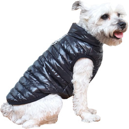 Зимовий теплий водонепроникний теплий зимовий одяг для собак з кільцем D, суперлегкий, для маленьких собак, кошенят, цуценят (XS, Чорний)