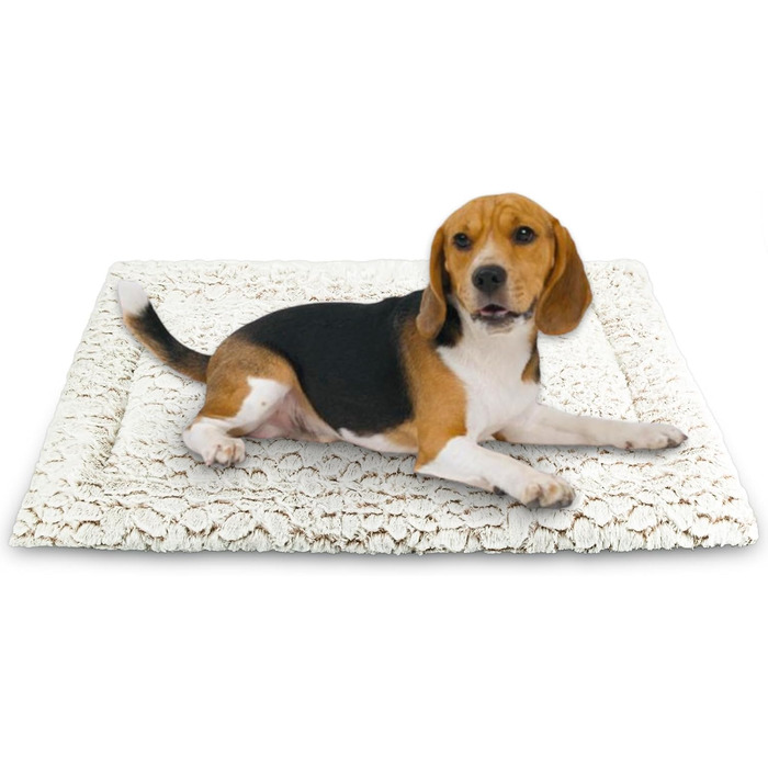 Лежанка для собак середніх порід 75x50 см, м'яка, з коротким ворсом, антиковзаюча, в стилі мармуру, хакі