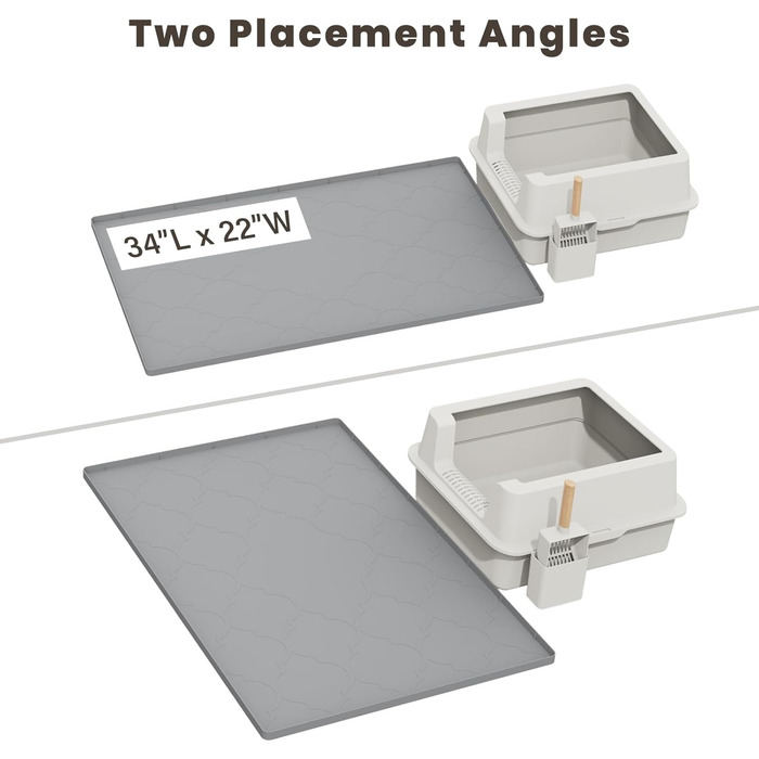 Силіконова килимок під лоток для котів, 86x56 см, вологостійкий, легко чиститься, не слизький, сірий