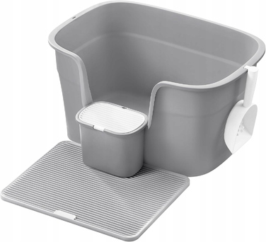 Відкритий лоток для котів Feandrea, сірий, з високими бортиками, 64x44 см