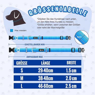 Нашийник для собак Martingale, світловідбиваючий, з зупиняючим ефектом, для великих, середніх та маленьких собак, нейлон, синій, розмір L