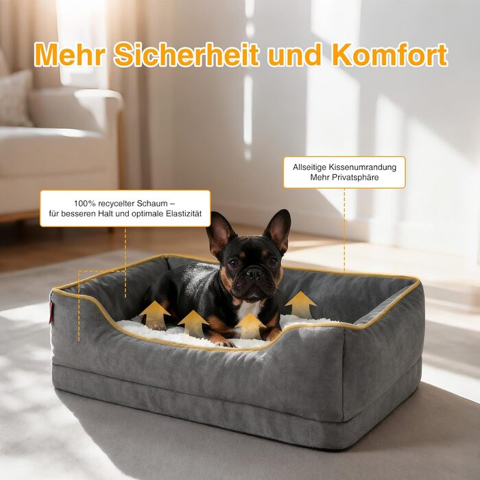 Ортопедичне ліжко для собак Zedelmaier, 90x68x25 см, велике та середнє, з водонепроникним покриттям, знімний чохол, зручне, антикіготок