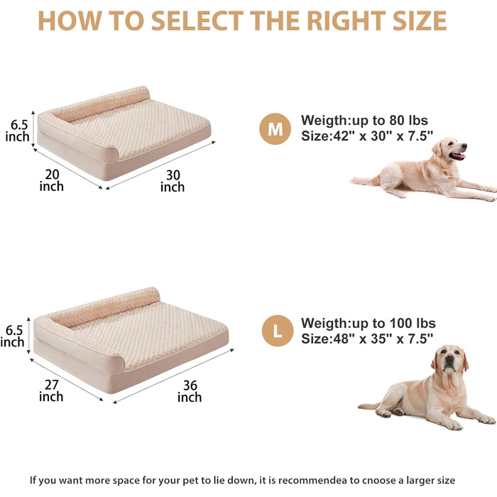 Ортопедичні лежанки для собак великих порід BFPETHOME, водонепроникні, знімний та пральний чохол, великі лежанки для собак з водонепроникним дном та неслизьким покриттям, темно-зелений (48.0'L x 35.0'W x 7.5'Th, бежевий)