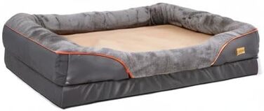 Ортопедичне собаче ліжко з memory foam: водонепроникне диван для собак, великого розміру XXXL (135x100 см) з роликом для шиї, знімний чохол