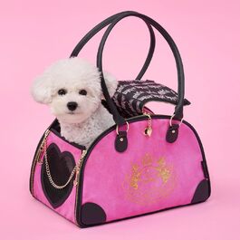 Сумка-переноска для тварин Juicy Couture, стильна дорожня для малих собак і котів, гарячий рожевий