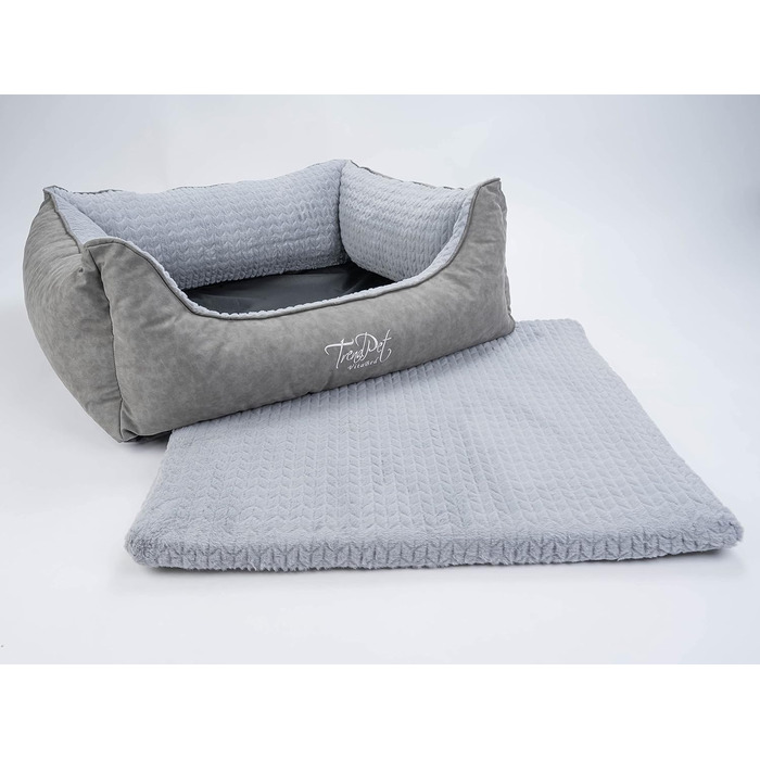 TrendPet VitaBed Style - ортопедичне ліжко для собак, штучна шкіра, плюшеве (100x90 см, сірий)
