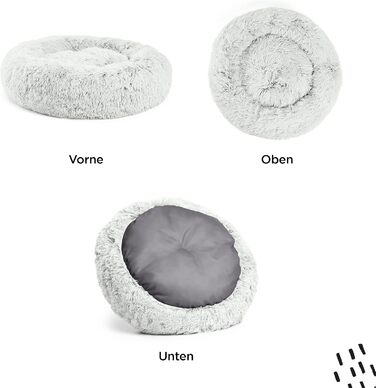 Ліжко для котів і собак Best Friends by Sheri Calming Donut, машинне прання, морозно-сіре, 58x58 см