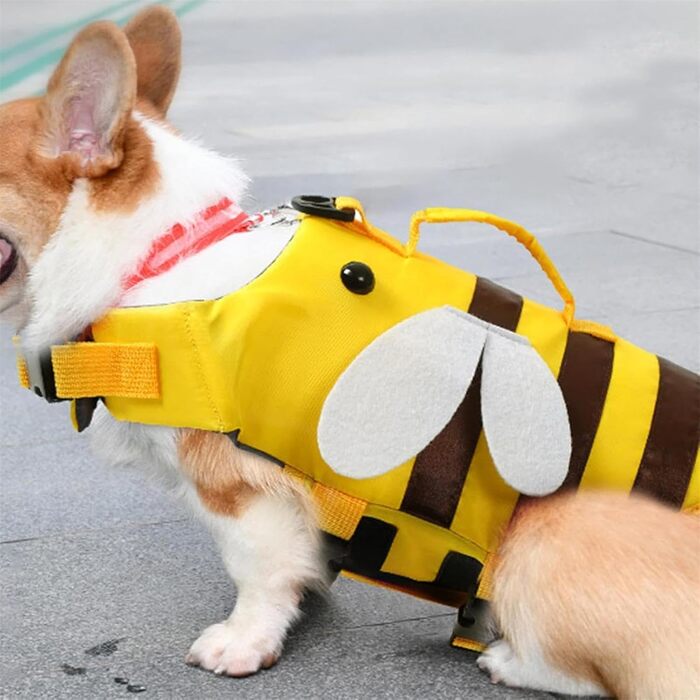 Спасальний жилет для собак FANSU, жилет для плавання з ручкою для рятування - регульований розмір для плавання, серфінгу, катання на човні (L, Green Dragonfly)