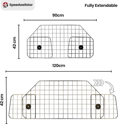 Сітка для собак у багажник авто, регульована металева сітка-перегородка, захист для тварин