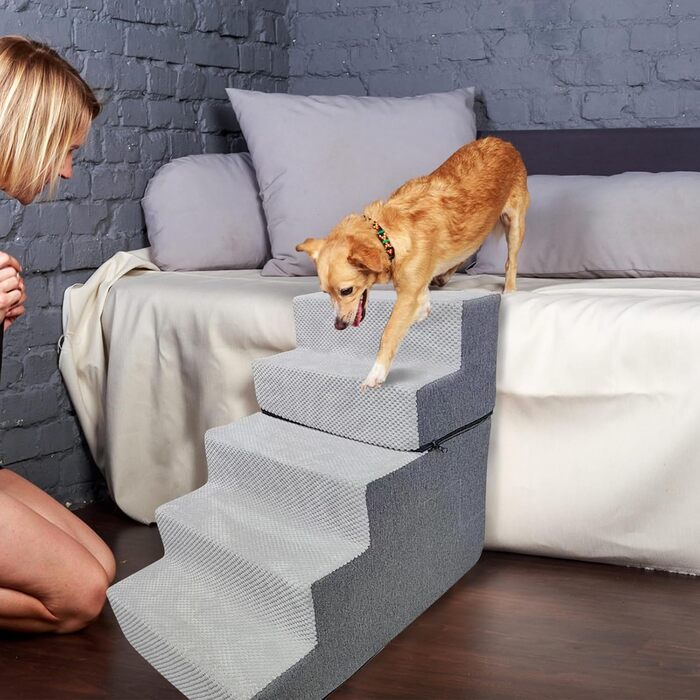 Сходинка для собак та котів Galatée: 5 сходинок, неслизька поверхня, знімна та миюча оббивка