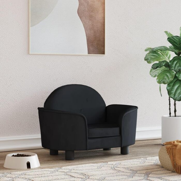 Крісло-ліжко для собак та котів, чорне, 66x40x45 см, м'яке, з велюру для дому